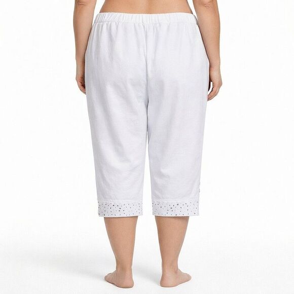 Quacker Factory Dream Jeannes Capri Size 2X White Like New Embellished - Picture 2 of 10